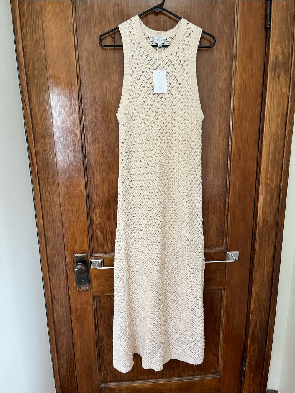 NWT Lucy Paris Cream Sleeveless Knit Maxi Dress